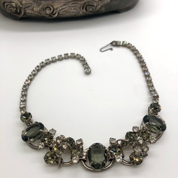 Vintage Juliana Grey Rhinestone 5 Link Necklace - Picture 7 of 16